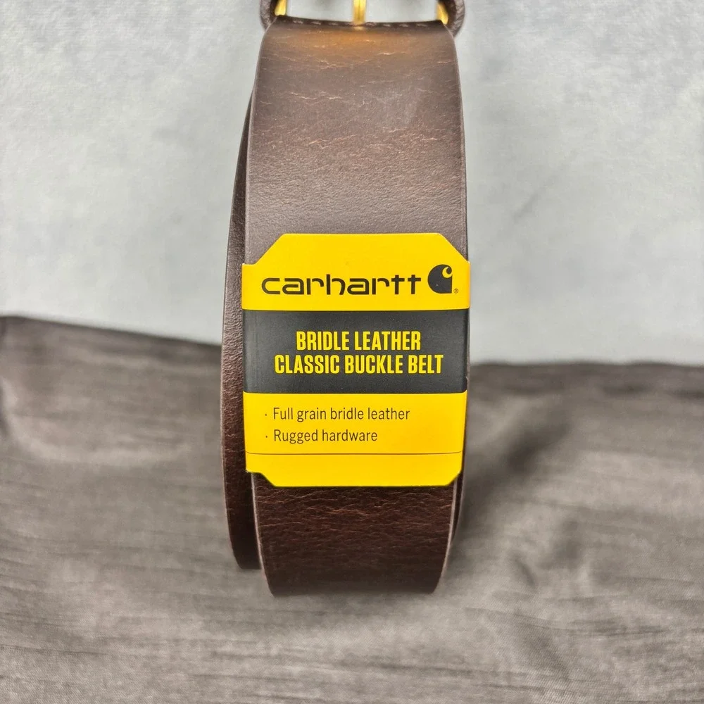 Carhartt Mens 44 Bridle Leather Classic Buckle Belt Brown NWT